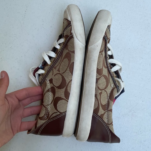 Rare Coach Barrett Sneakers Size 8 Q322 F0007/L07 Brown Tan Stripe - Picture 9 of 13